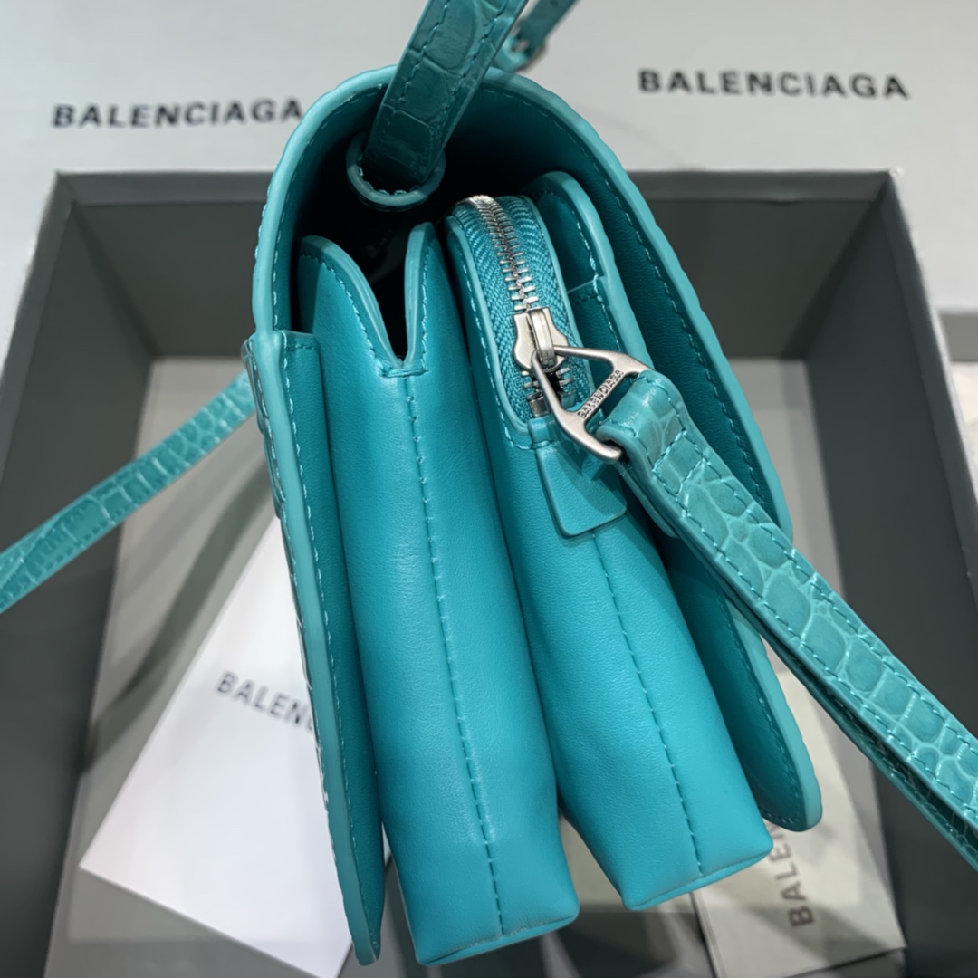 Balenciaga Small Woc Crocodile Embossed Shoulder Bag Light Blue